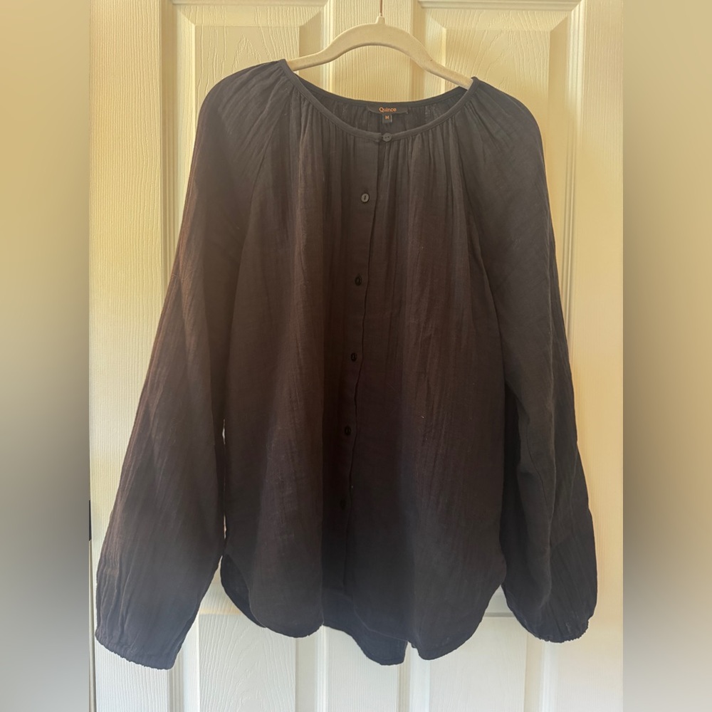 Quince 100% Organic Cotton Gauze Peasant Blouse